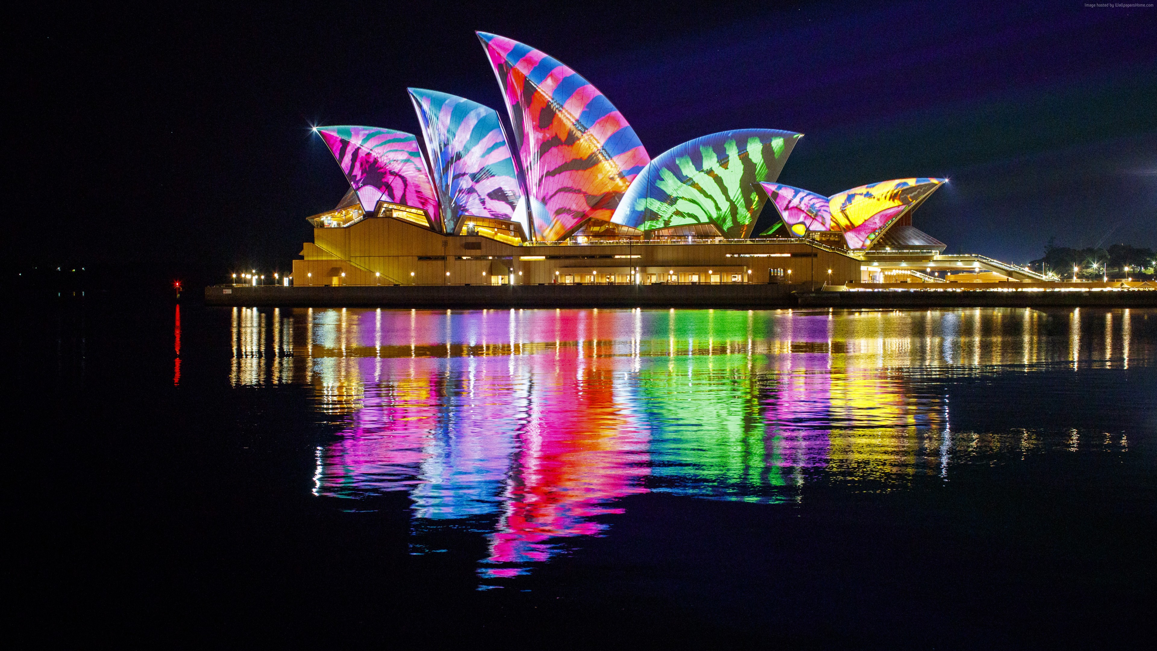 Wallpaper Opera house, Sydney, Australia, night, 4k, Travel